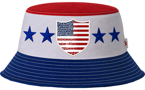 WordUPart 2026 USA MENS SOCCER TEAM BUCKET HAT RED WHITE + BLUE