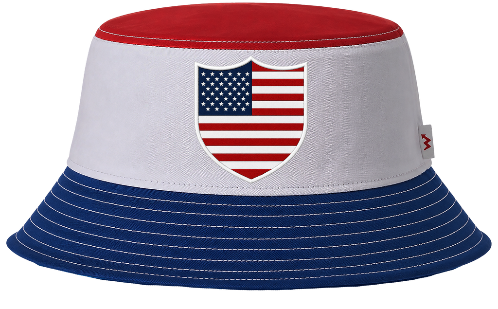 REVERSIBLE WordUPart 2026 USA MENS SOCCER TEAM BUCKET HAT RED WHITE + BLUE