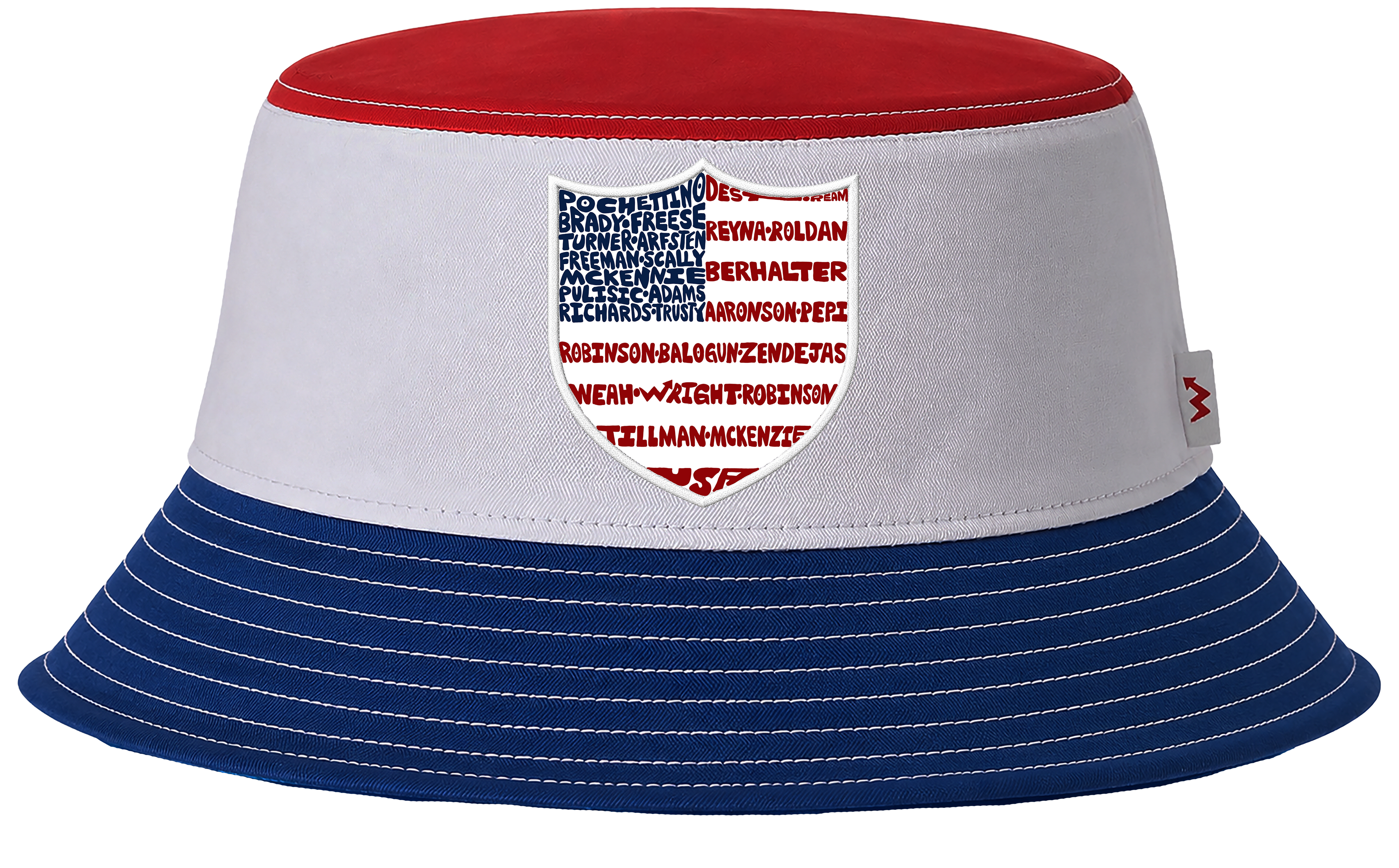 REVERSIBLE WordUPart 2026 USA MENS SOCCER TEAM BUCKET HAT RED WHITE + BLUE